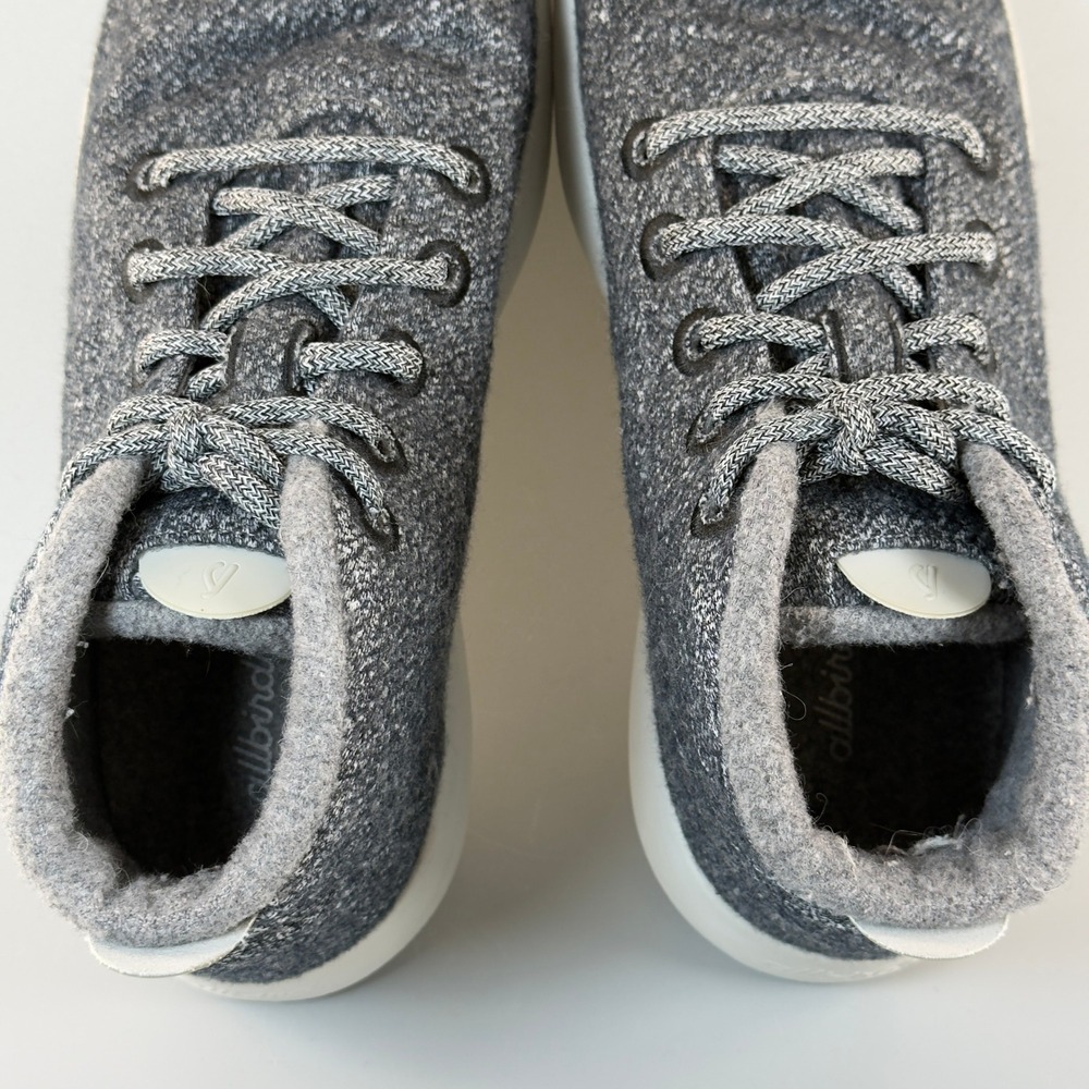 Allbirds Wool Runner Up Mid WRUM Mens 9 Running Shoes Charcoal Gray White Lace - Picture 8 of 16